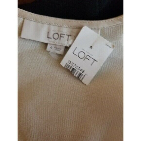 NWT  LOFT Size 4 Cream Black Dress Scalloped Hem - Picture 6 of 7